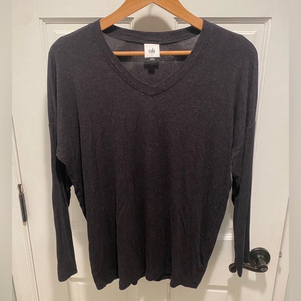 Cabi dark grey long-sleeve top, women’s small
